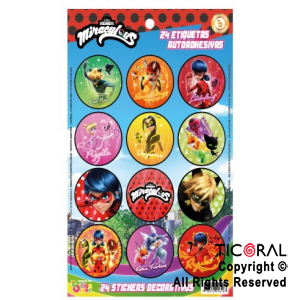 MIRACULOUS STICKERS AUTOADHESIVOS X 24 UNIDADES